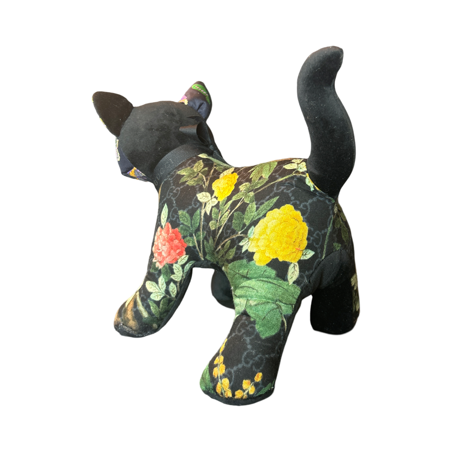 GG Logo Chinoiserie Noir   Silk Scarf Charming Kitten