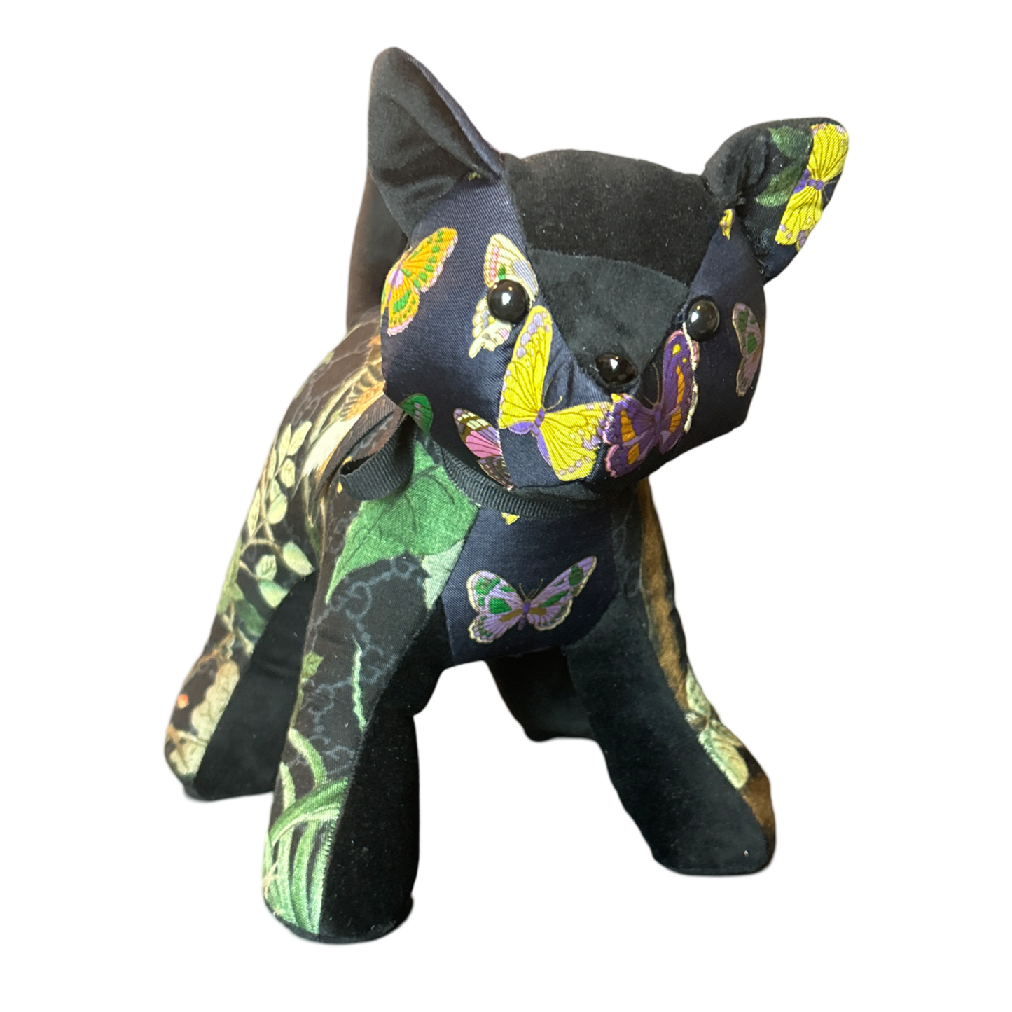 GG Logo Chinoiserie Noir   Silk Scarf Charming Kitten