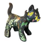 GG Logo Chinoiserie Noir   Silk Scarf Charming Kitten