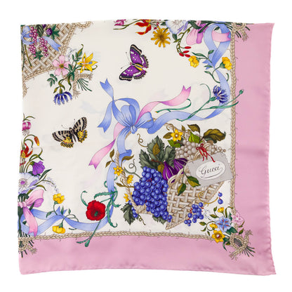Gucci Pink Silk Flora Scarf
