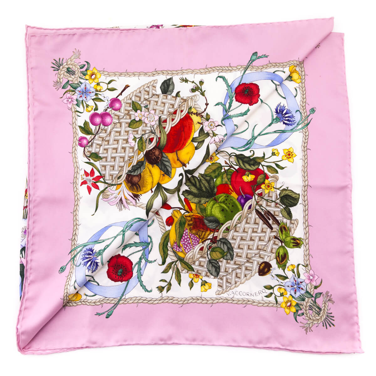 Gucci Pink Silk Flora Scarf