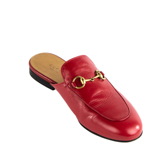 Gucci Red Calfskin Princetown Horsebit Mules Size US 6.5 | EU 36.5