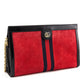 Gucci Red Suede Patent GG Web Medium Ophidia Chain Shoulder Bag