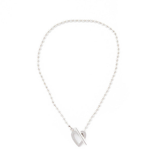 Gucci Sterling Silver Boule Heart Toggle Necklace
