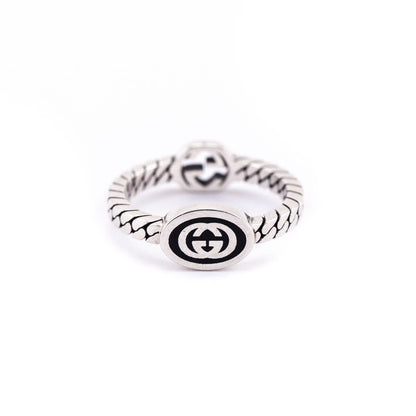 Gucci Sterling Silver Interlocking G Ring Size 6.75