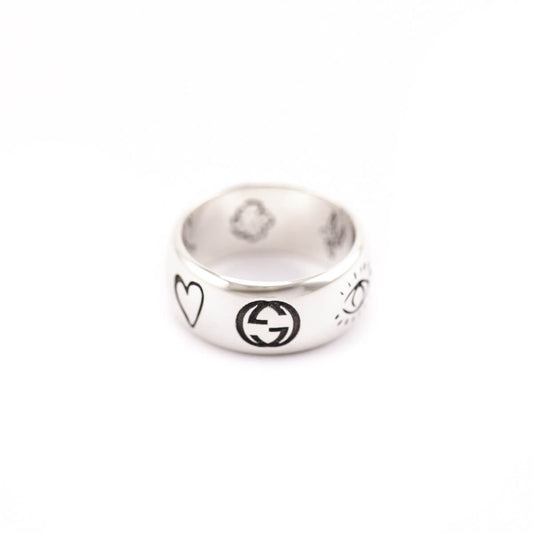 Gucci Sterling Silver Wide Blind for Love Band Ring
