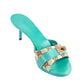 Gucci Turquoise & GG Canvas Slide Sandals Size US 7.5 | EU 37.5