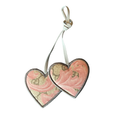 GG Logo Arabesque Pink Scarf Double Heart Bag Charm