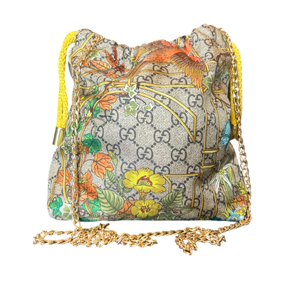 Floral Lattice   Scarf Drawstring Crossbody Bag