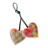 GG Logo Flora Scarf Double Heart Bag Charm