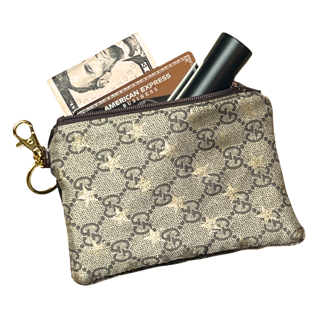 GG Logo Star   Silk Scarf Coffee Run Keychain Bag