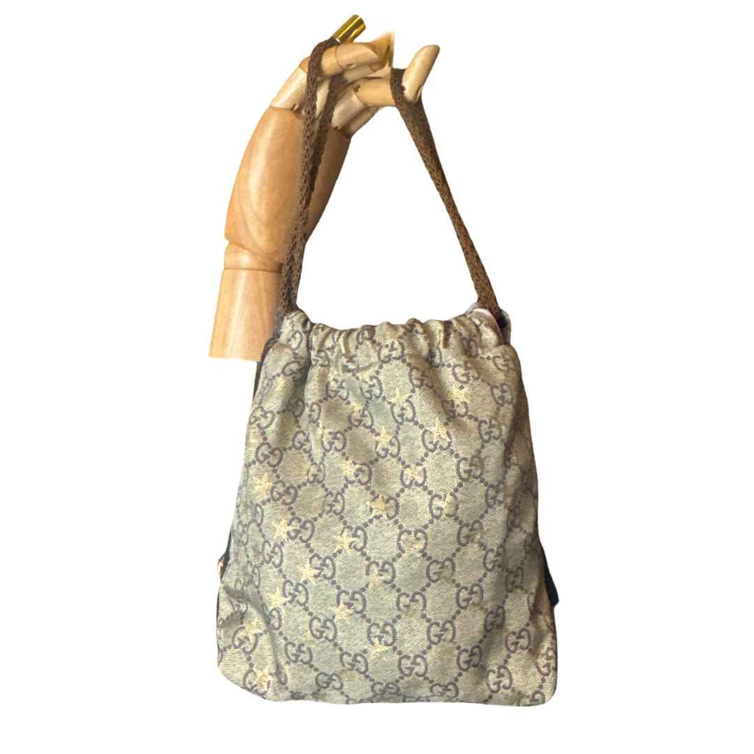 GG Logo Stars   Scarf Drawstring Crossbody Bag