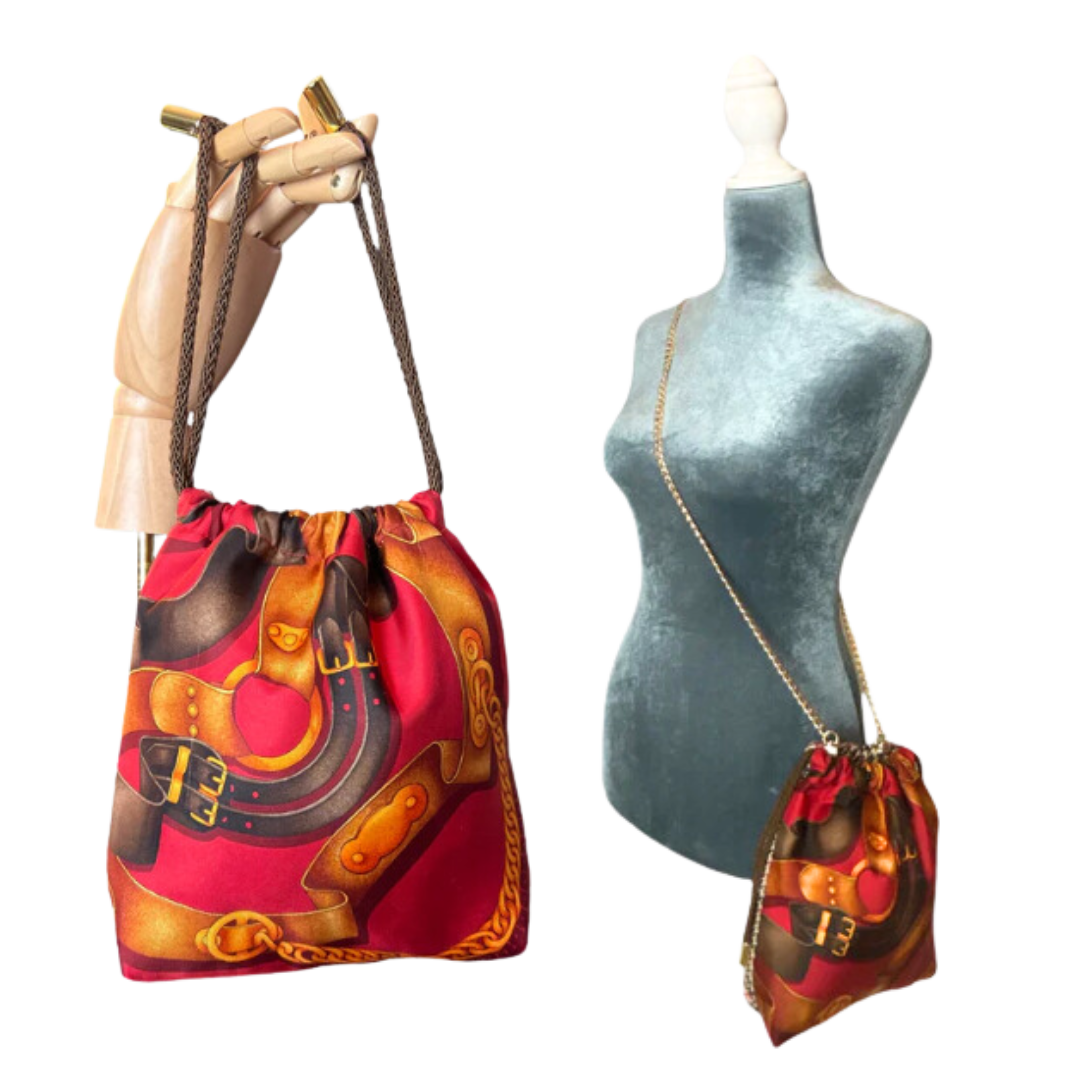Red Harness   Scarf Drawstring Crossbody Bag