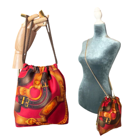Red Harness   Scarf Drawstring Crossbody Bag