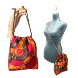 Red Harness   Scarf Drawstring Crossbody Bag