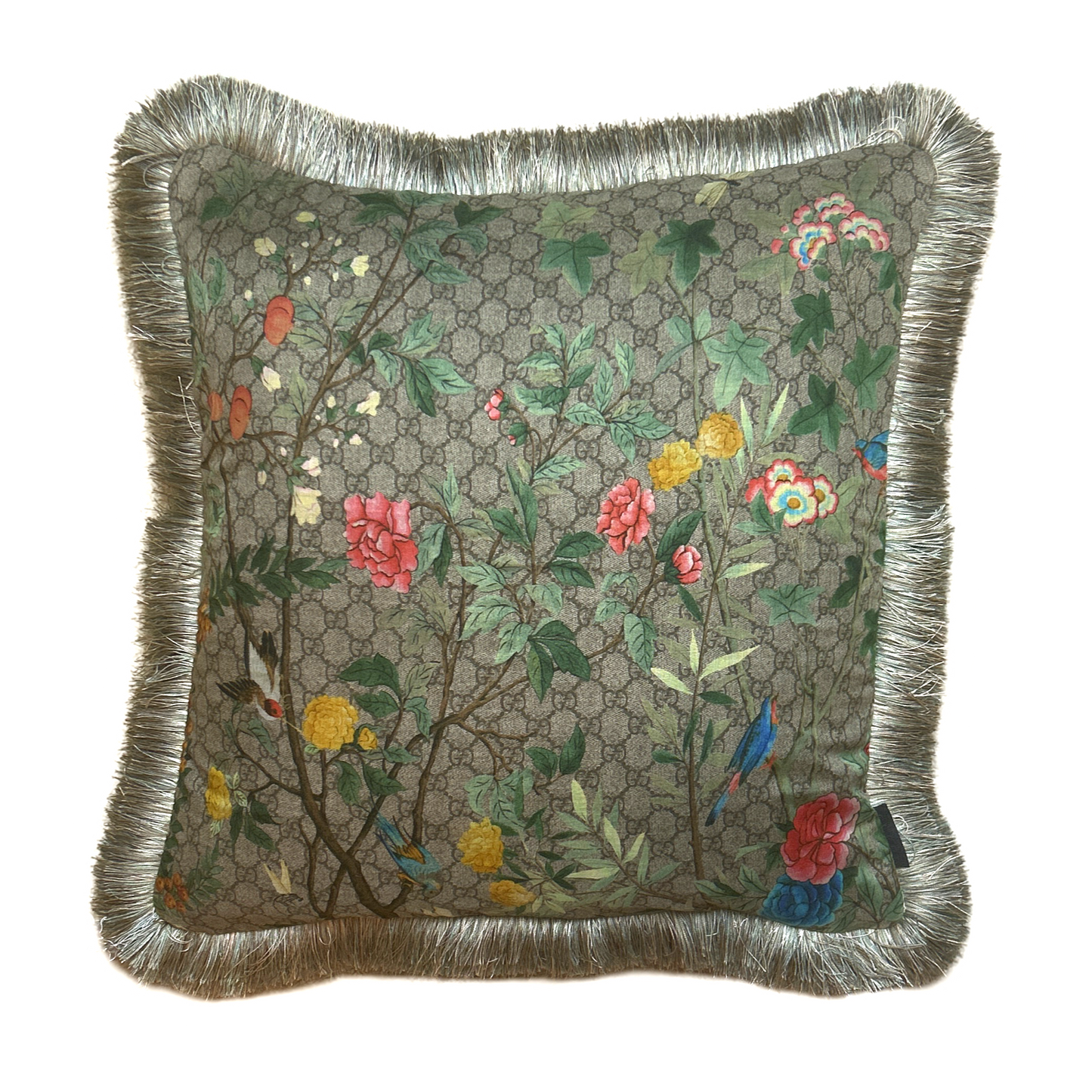 GG Logo Tree of Life Tian Chinoiserie   Silk Scarf Pillows