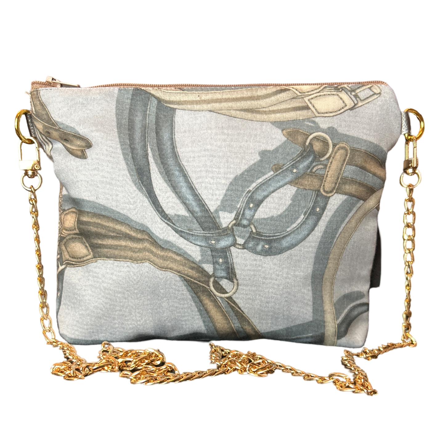 Equestrian Gray   Silk Scarf Crossbody Bag