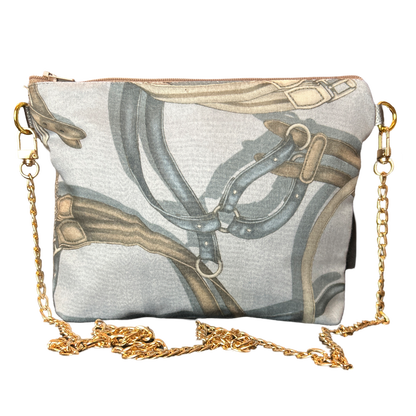 Equestrian Gray   Silk Scarf Crossbody Bag