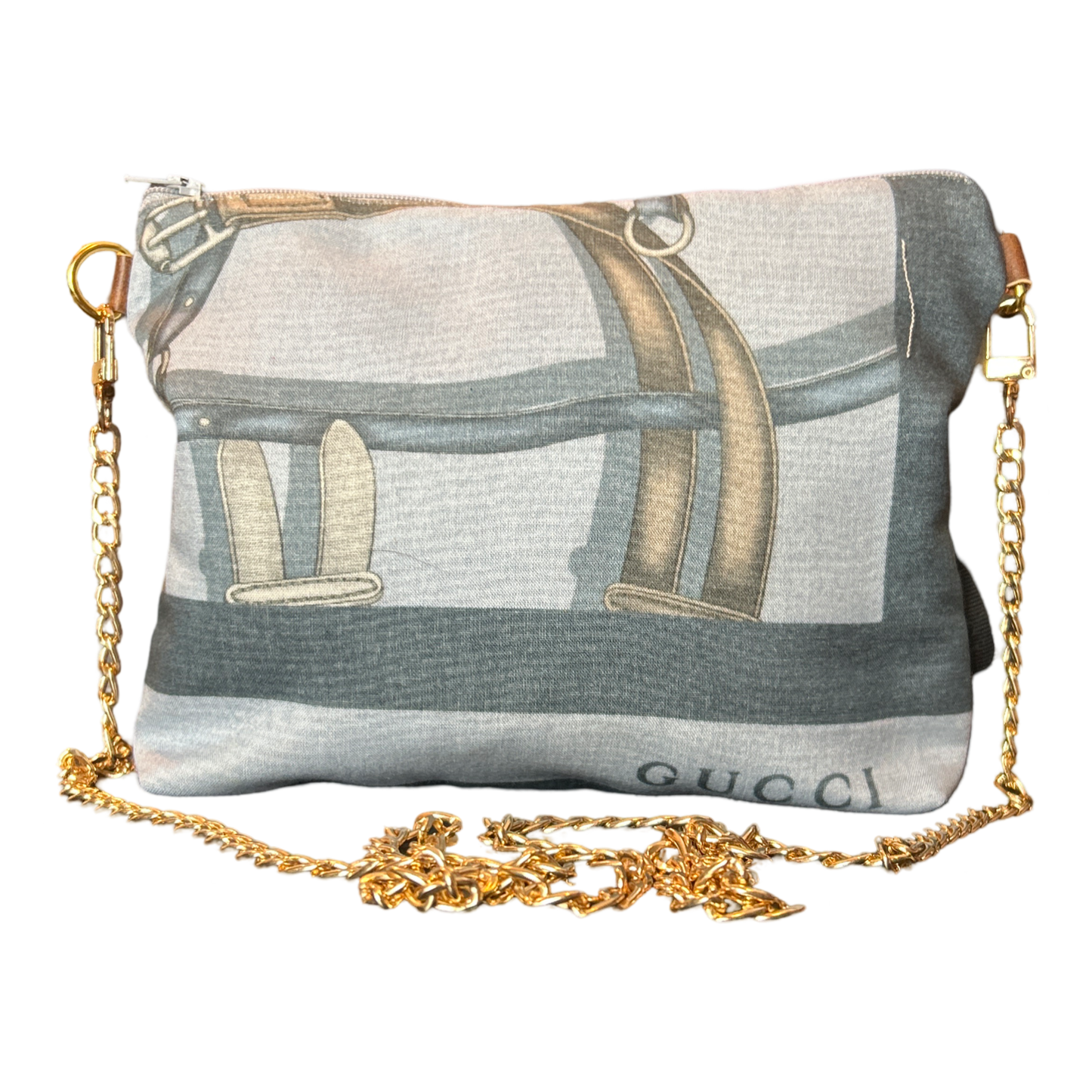 Equestrian Gray   Silk Scarf Crossbody Bag