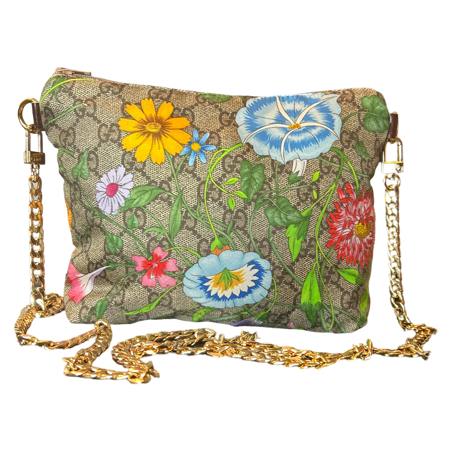 GG Logo Flora   Silk Scarf Crossbody Bag