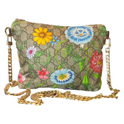 GG Logo Flora   Silk Scarf Crossbody Bag