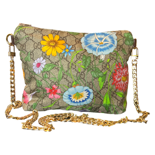 GG Logo Flora   Silk Scarf Crossbody Bag