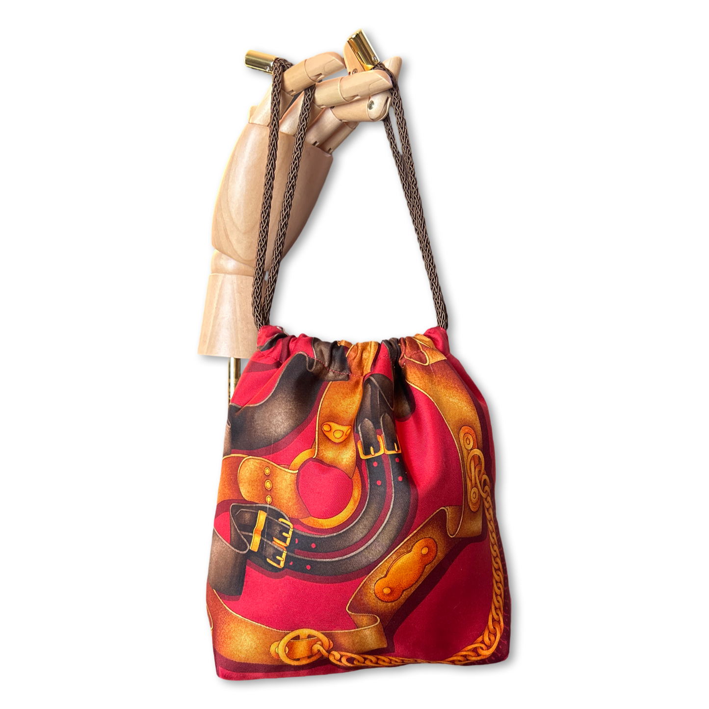 Red Harness   Scarf Drawstring Crossbody Bag