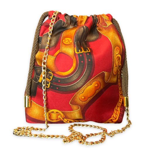 Red Harness   Scarf Drawstring Crossbody Bag