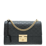 Gucci Black GG Guccissima Padlock Medium Bag