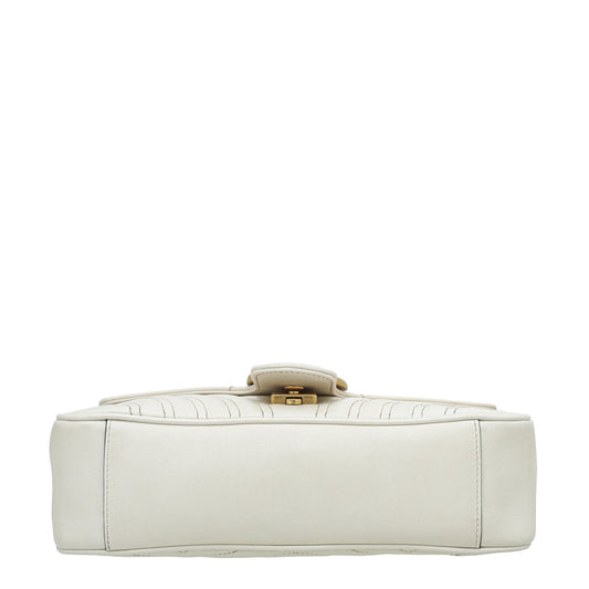 Gucci White GG Marmont Small Flap Bag