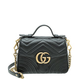 Gucci Black GG Marmont Top Handle Mini Bag