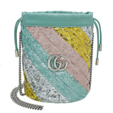 Gucci Mint Green GG Marmont Mini Sequin Bucket Bag