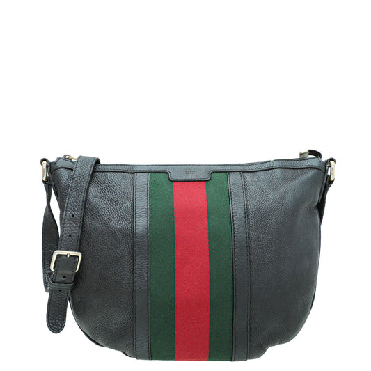 Gucci Black   Web Crossbody Medium Bag