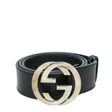 Gucci Black Double G Leather Belt 36