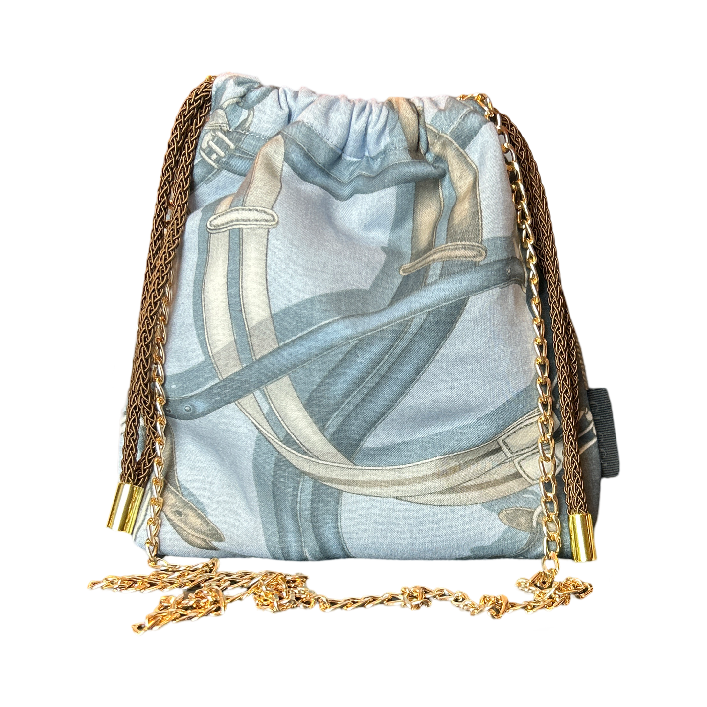 Equestrian Gray   Scarf Drawstring Crossbody Bag