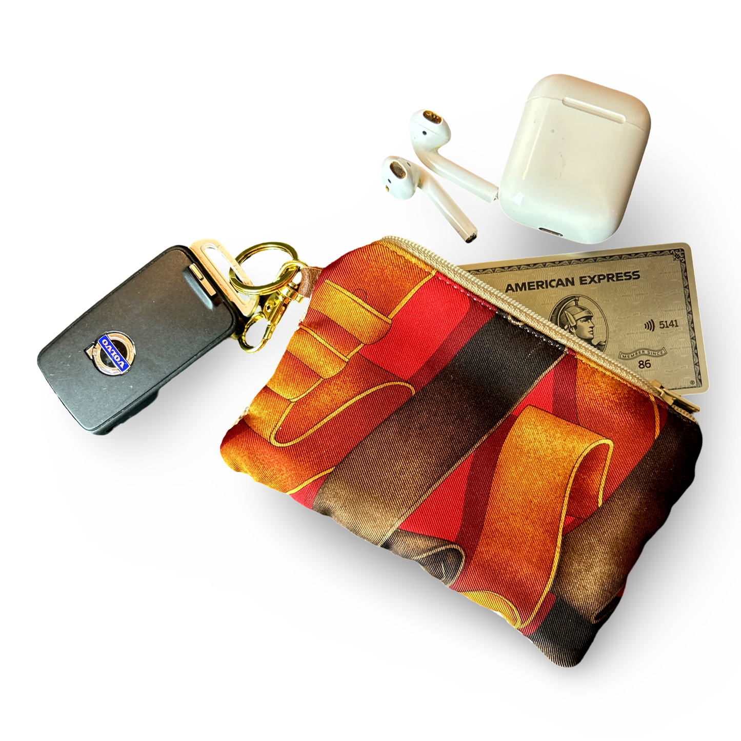 Harness Red   Silk Scarf Coffee Run Keychain Bag