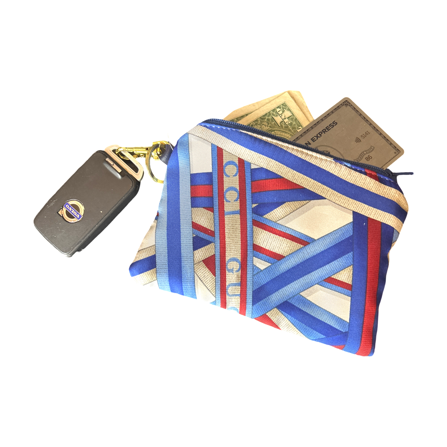 Ribbons   Silk Scarf Coffee Run Keychain Bag