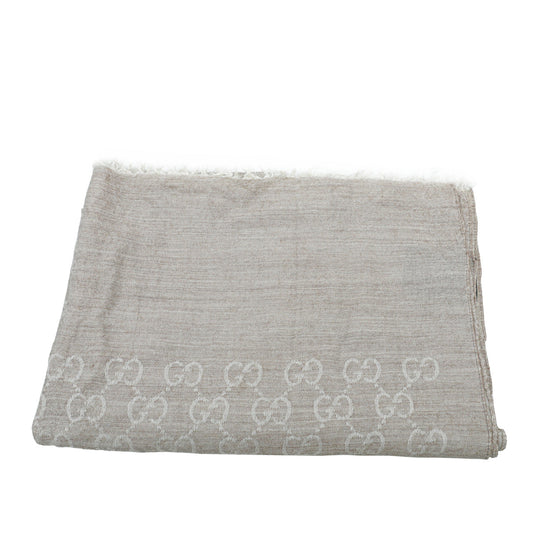 Gucci Beige GG Wool Silk Scarf
