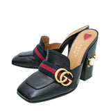 Gucci Black GG Web Peyton Mules 37.5