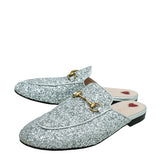 Gucci Silver Glitter Princetown Mules 39.5