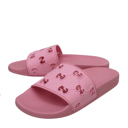 Gucci Pink GG Slide Rubber Sandal 38