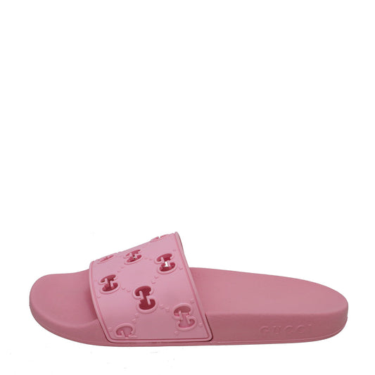 Gucci Pink GG Slide Rubber Sandal 38