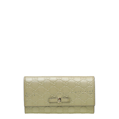 Gucci Champagne GG Guccissima Bow Continental Wallet