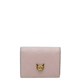 Gucci Pink GG Guccissima Cat Card Case Wallet