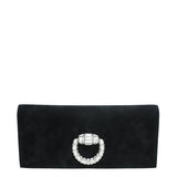 Gucci Black Suede Broadway Crystal Clutch