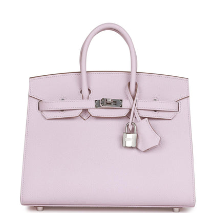 Luxury Hermes Birkin Sellier 25 Mauve Pale Epsom Palladium Hardware