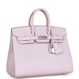 Luxury Hermes Birkin Sellier 25 Mauve Pale Epsom Palladium Hardware