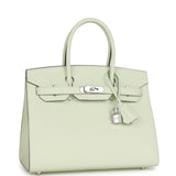 Luxury Hermes Birkin Sellier 30 Vert Fizz Epsom Palladium Hardware