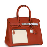 Luxury Hermes Colormatic Birkin 30 Cuivre, Nata and Bleu Brume Swift Palladium Hardware