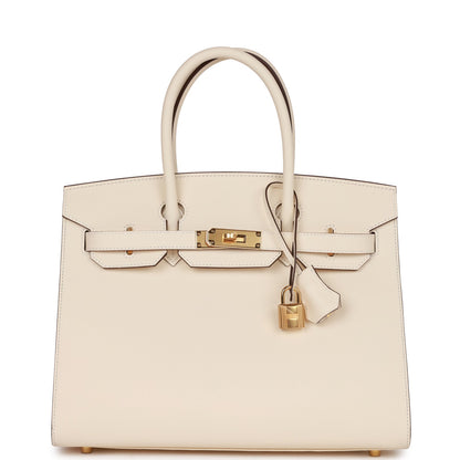 Luxury Hermes Birkin Sellier 30 Nata Epsom Gold Hardware